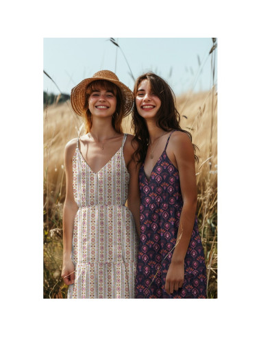 Tessuto popeline di cotone - Lina sfondo blu