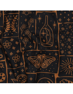 Tessuto popeline di cotone - Mystic sfondo nero