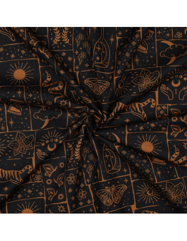 Tessuto popeline di cotone - Mystic sfondo nero