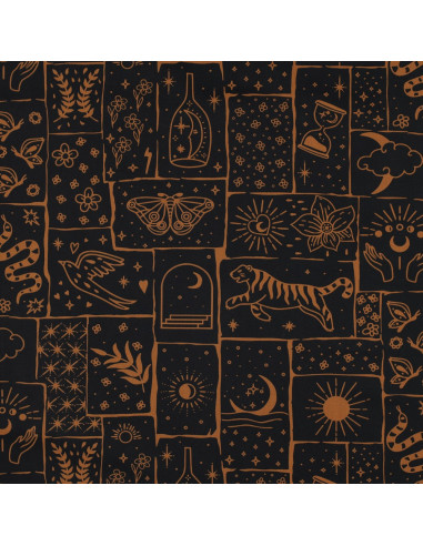 Tessuto popeline di cotone - Mystic sfondo nero