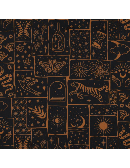 Tessuto popeline di cotone - Mystic sfondo nero