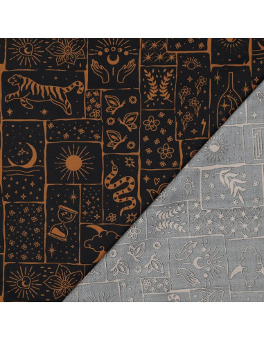 Tessuto popeline di cotone - Mystic sfondo nero