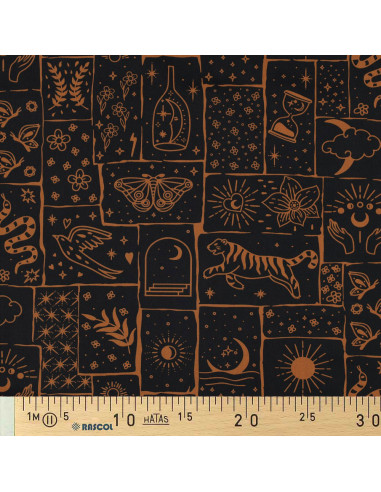 Tessuto popeline di cotone - Mystic sfondo nero