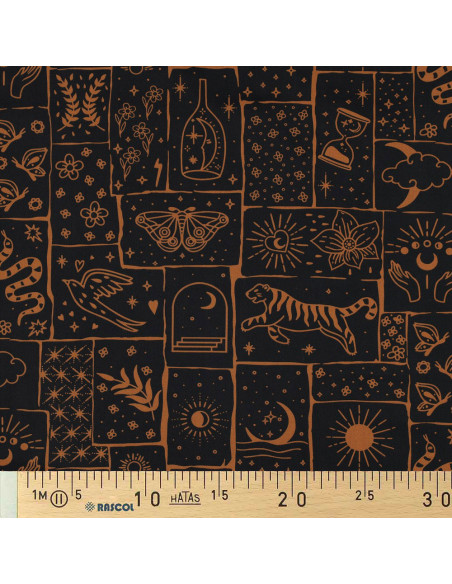 Tessuto popeline di cotone - Mystic sfondo nero