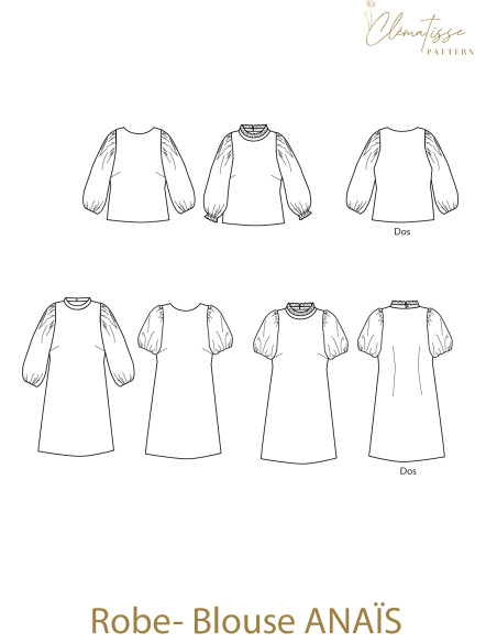 Modello di camice Anaïs - Clématisse Pattern