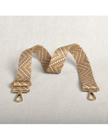 Tracolla a zig zag con moschettoni - Beige