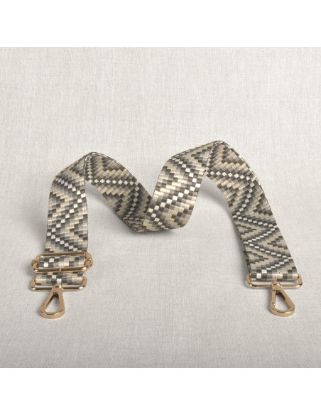 Tracolla a zig zag con moschettoni - Grigio