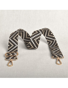 Tracolla a zig zag con moschettoni - Nero