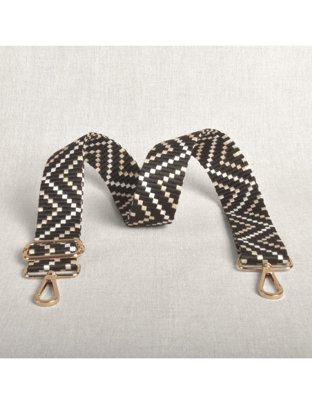 Tracolla a zig zag con moschettoni - Nero