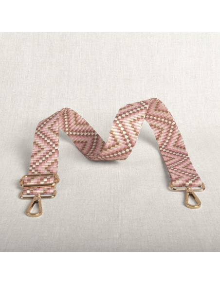Tracolla a zig zag con moschettoni - Rosa
