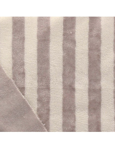 Tessuto micro spugna di bambù a righe - Ecru e ciottolo 2