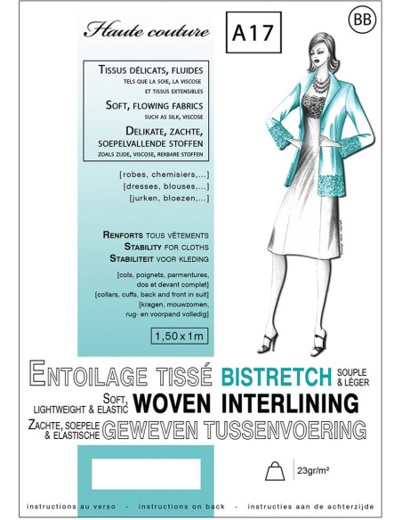 Tessuto non tessuto bistretch termoadesivo bianco 1,0 x 1,5 m - Tessuti delicati