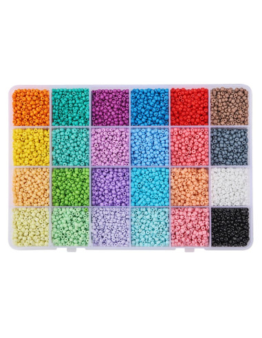 Scatola con 12000 perline di vetro 3 mm