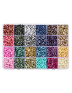 Scatola con 12000 perline di vetro metalliche da 3 mm