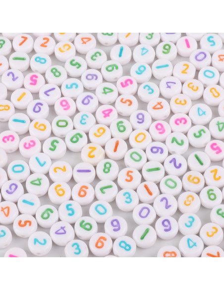 Sacchetto di 100 perle rotonde bianche - Numeri multicolori