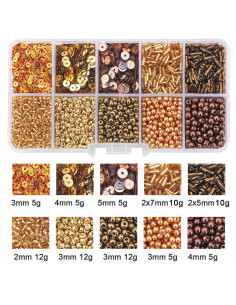 Scatola 80 gr perline di vetro e paillettes - Oro