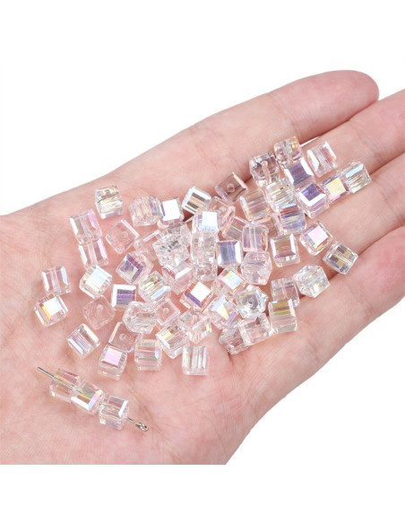 Confezione di 10 perle quadrate in cristallo 6 mm