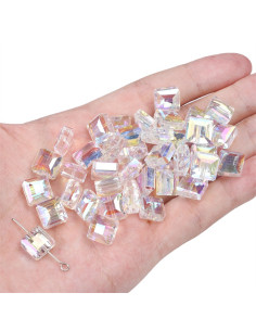 Confezione di 5 perle diamante quadrato cristallo 10 mm