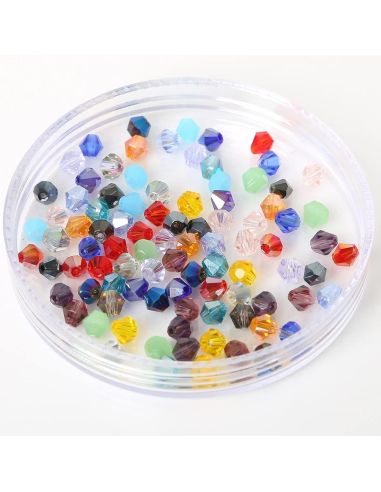 Confezione di 100 perline sfaccettate in cristallo 4 mm - Multicolore