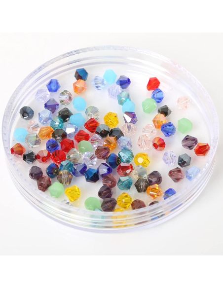 Confezione di 100 perline sfaccettate in cristallo 4 mm - Multicolore