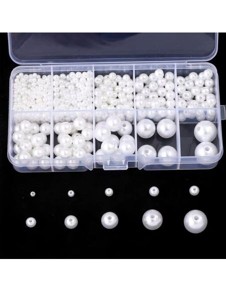 Scatola 800 perle madreperlate - Bianco