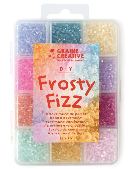 Confezione di 12 colori di perline di vetro 2 mm - Frosty Fizz
