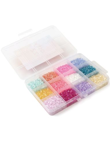 Confezione di 12 colori di perline di vetro 2 mm - Frosty Fizz