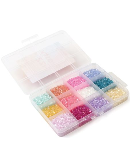 Confezione di 12 colori di perline di vetro 2 mm - Frosty Fizz