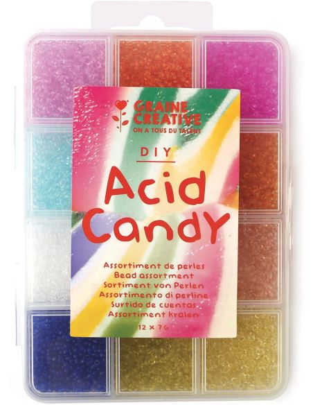 Set di 12 colori di perline di vetro 2 mm - Acid Candy