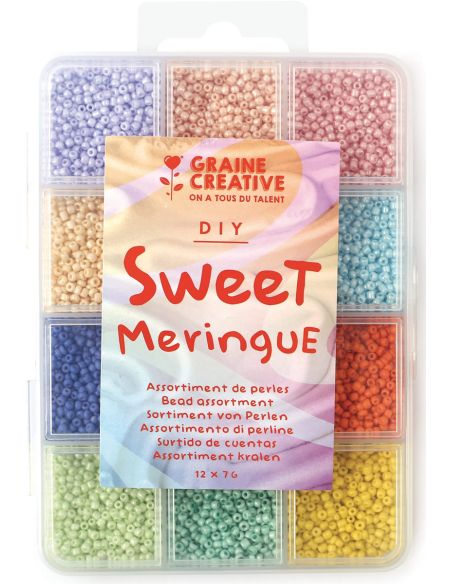 Set di 12 colori di perline di vetro 2 mm - Sweet Meringue