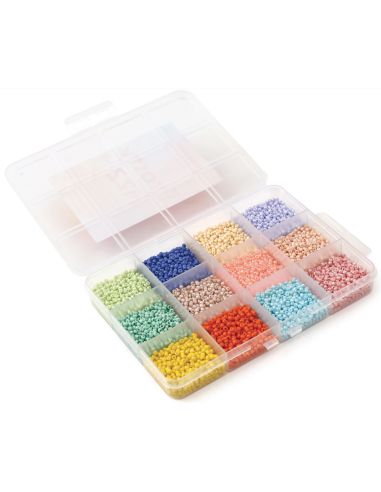 Set di 12 colori di perline di vetro 2 mm - Sweet Meringue