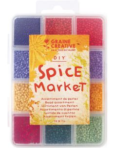 Scatola di 12 colori di perline di vetro 2 mm - Spice Market