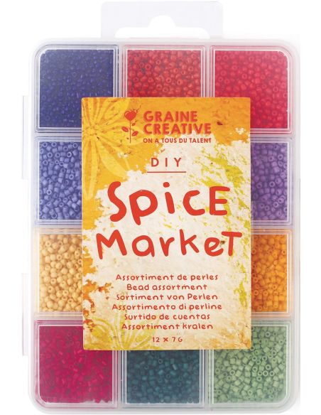 Scatola di 12 colori di perline di vetro 2 mm - Spice Market