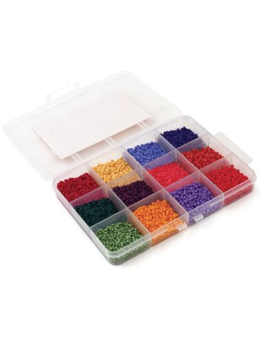 Scatola di 12 colori di perline di vetro 2 mm - Spice Market