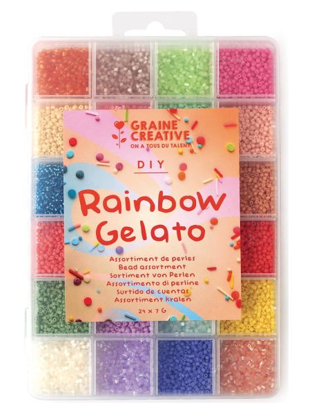 Set di 24 colori di perline di vetro 2 mm - Rainbow Gelato