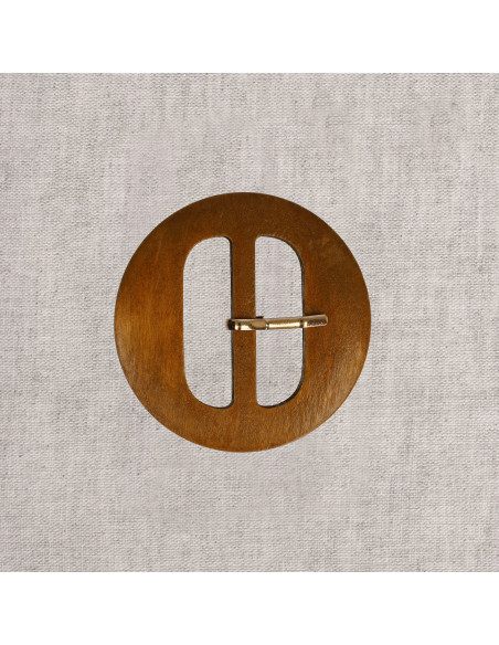 Boucle de ceinture ronde pleine en bois naturel ajouré – 5 cm