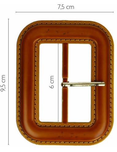 Fibbia rettangolare effetto pelle con cuciture a vista – 6 cm