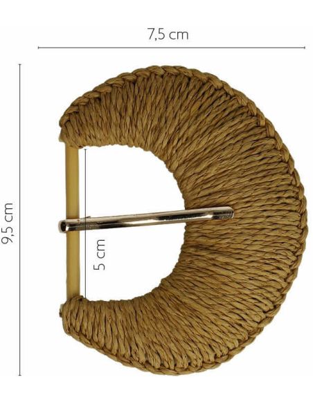 Fibbia a mezzaluna in rafia intrecciata – 5 cm