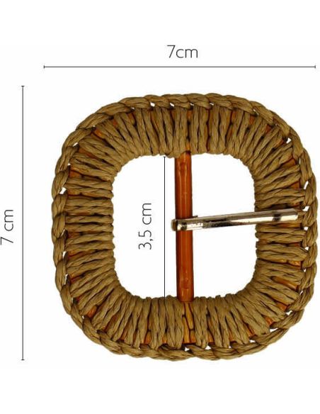 Fibbia quadrata arrotondata in rafia intrecciata – 3,5 cm