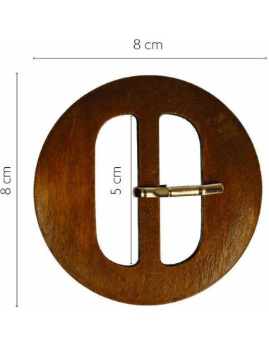 Fibbia rotonda piena in legno naturale traforato – 5 cm