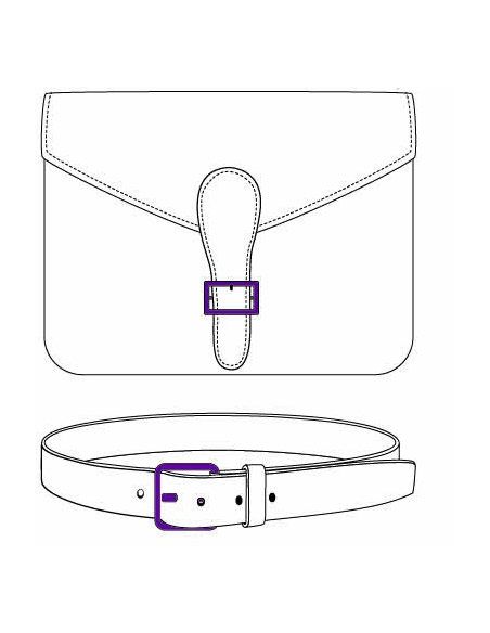 Fibbia rettangolare effetto pelle con cuciture a vista – 6 cm