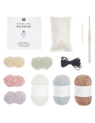 Kit uncinetto doudou coperta - Arcobaleno pastello
