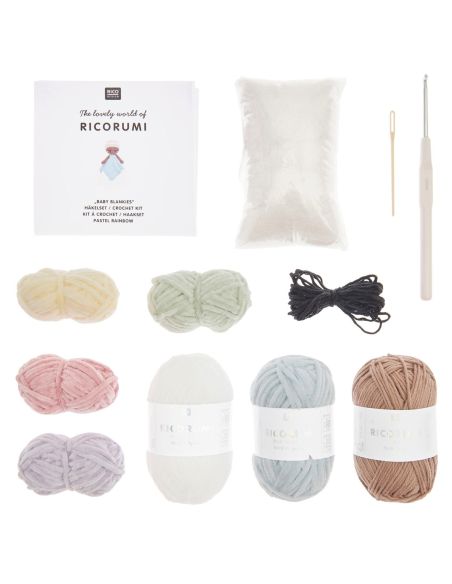 Kit uncinetto doudou coperta - Arcobaleno pastello