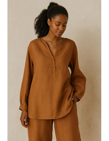 Tessuto lino lavato - Curry