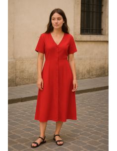 Tessuto popeline di viscosa - Rosso 2
