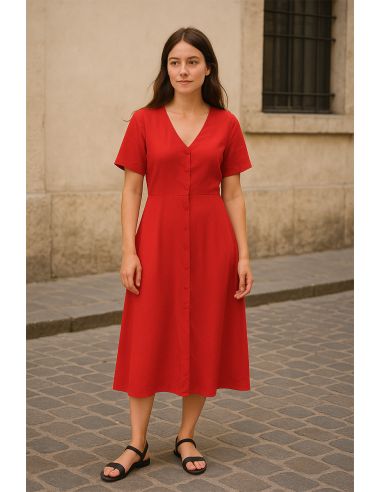Tessuto popeline di viscosa - Rosso
