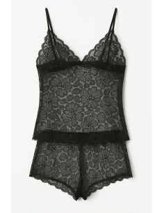 Tessuto in pizzo elastico Léonie - Nero 2