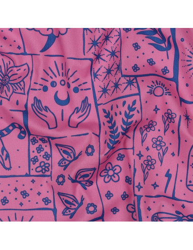 Tessuto popeline di cotone - Mystic sfondo rosa