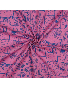 Tessuto popeline di cotone - Mystic sfondo rosa