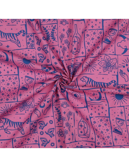 Tessuto popeline di cotone - Mystic sfondo rosa